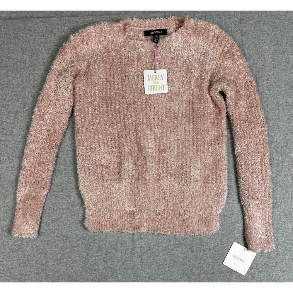 NWT Ellen Tracy Sweater XS‎ Pink Dusk Eyelash Knit Downtown Glam EPMF9ST248